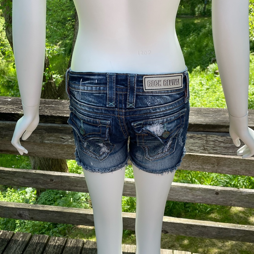 Rock Revival Jessica Blue Jean Shorts Size 25 - Picture 4 of 12